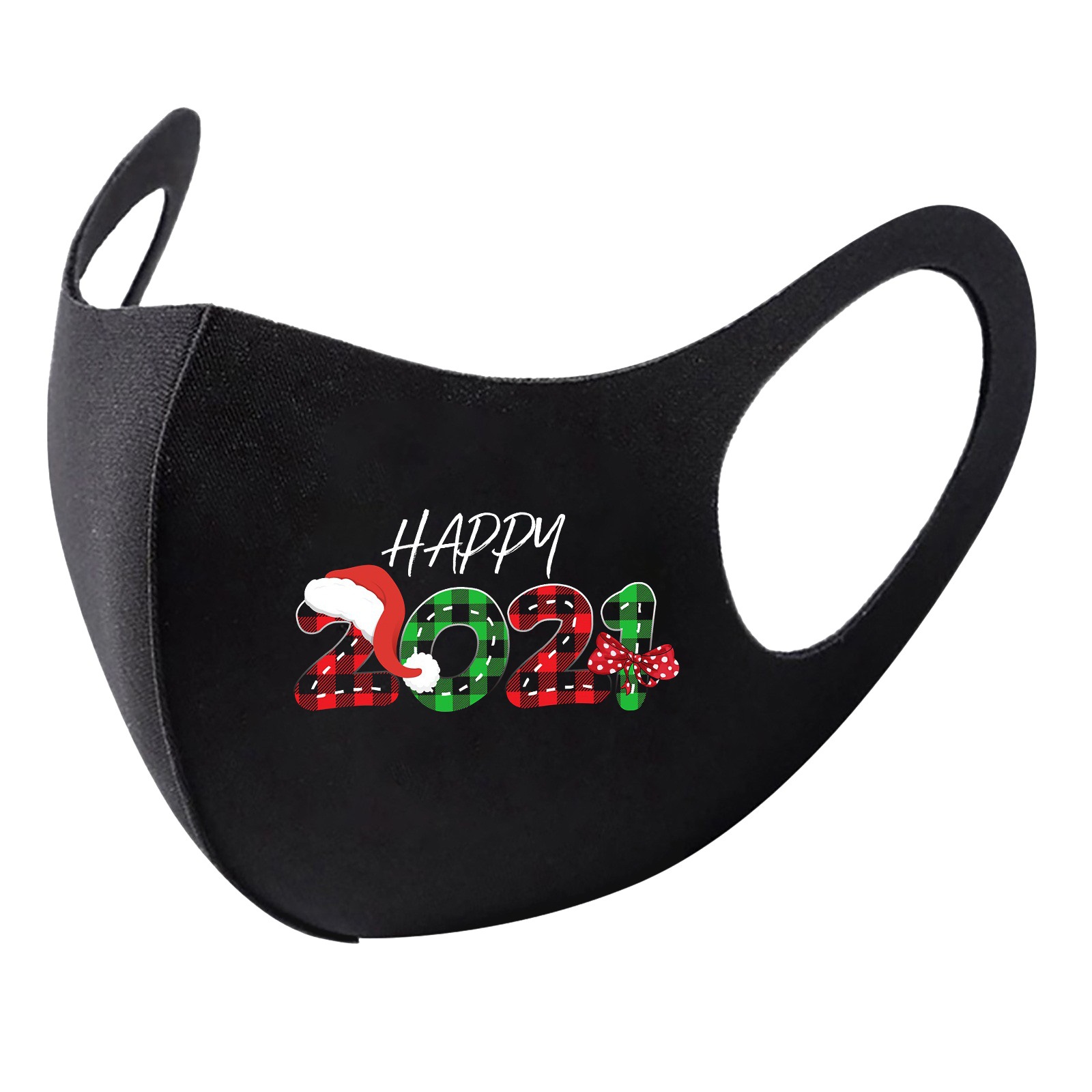 5PCS 2021 New Year Printed Ice Silk Space Cotton Breathable Mouth Cover Dust Mask